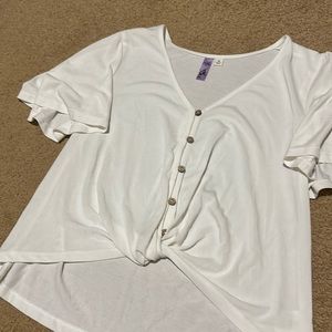 white summer top with buttons